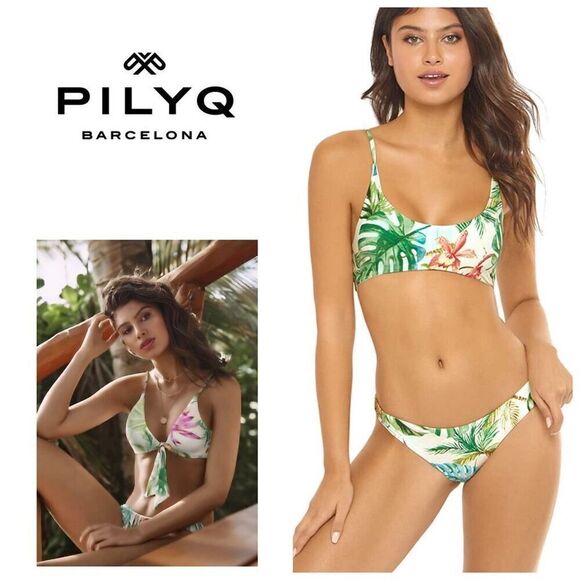 New. Pilyq PQ tropical reversible bandeau bikini set. M-top/S-bottom. Retails $1 - Picture 1 of 13